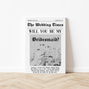 Newspaper Bridesmaid Proposal Card Template, Editable Bridesmaid Proposal Card, Newspaper Bridesmaids Photo Card, Printable Bridesmaid Card