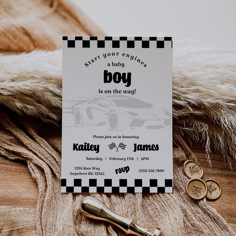 Racing Baby Shower Invitation, Race Day Invitation, Printable Baby ...