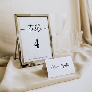 Minimalist Wedding Table Number Template, Simple Name Cards, Modern Table Numbers Printable, Clean Table Number Cards