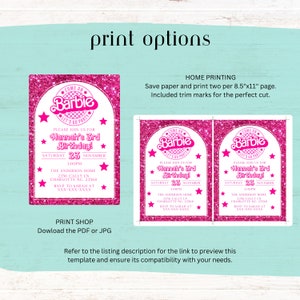 Editable Barbi Invitation, Pink Doll Birthday Party, Barbe Party, Barbi Invite Digital Invite, Printable Template image 7