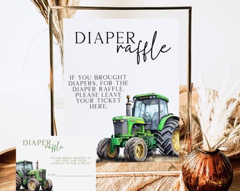 Tractor Diaper Raffle Sign, Diaper Raffle Cards, Diaper Raffle Cards, Diaper Raffle Cards, Gender Neutral