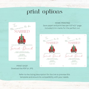 Christmas Wedding Invitation Template, Truck Wedding Invitation, Holiday Wedding Invitation Printable, Wedding Bundle image 8