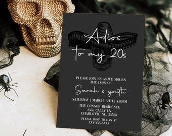 Adios to my 20s Birthday Invitation, Death to my 20s Invite, Gothic 30th Birthday Invitation, Funeral 30th Birthday, 30th Birthday Invite