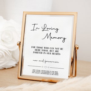 Minimalist In Loving Memory Sign Template, Printable Memorial Sign for Wedding, Forever in Our Hearts Sign, Editable Wedding Template