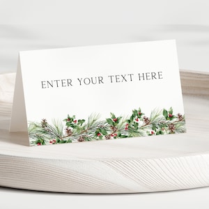Tarjetas de comida de Navidad EDITABLES, Etiqueta de buffet de fiesta de Navidad, Etiquetas de comida de tarjeta de tienda, Tarjetas de lugar, Tarjeta de mesa, Imprimible