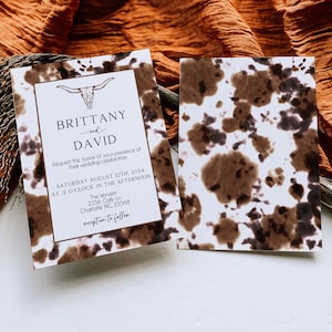 Western Terracotta Wedding Invitation, Desert Rust Wedding Invitation Template, Boho Burnt Orange Wedding Invite, Longhorn