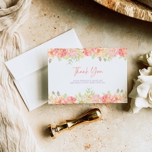 Wildflower dank u kaartsjabloon, dank u kaart afdrukbare, dank u kaart, bloemen dank u