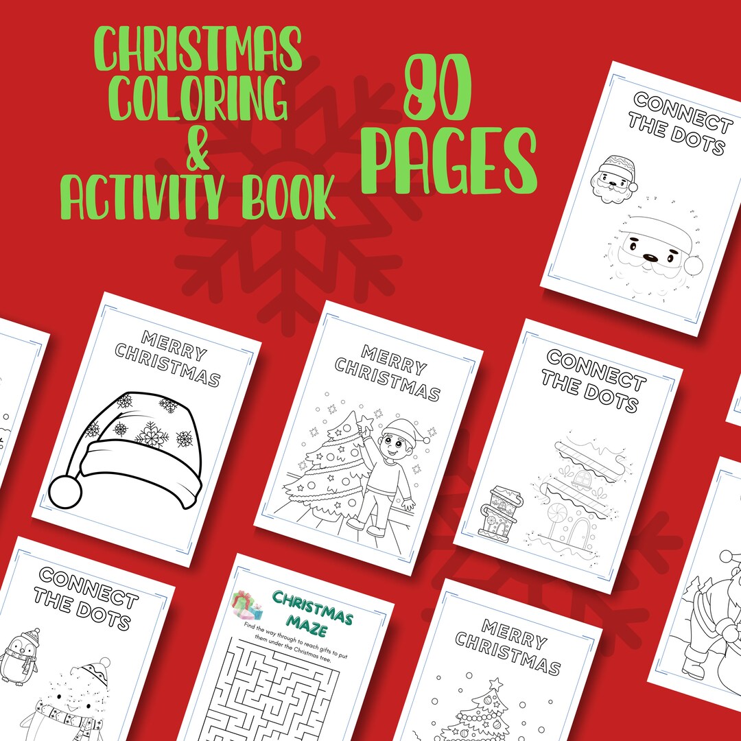 80 Christmas Coloring and Activity Pages, Festive Digital Download for ...