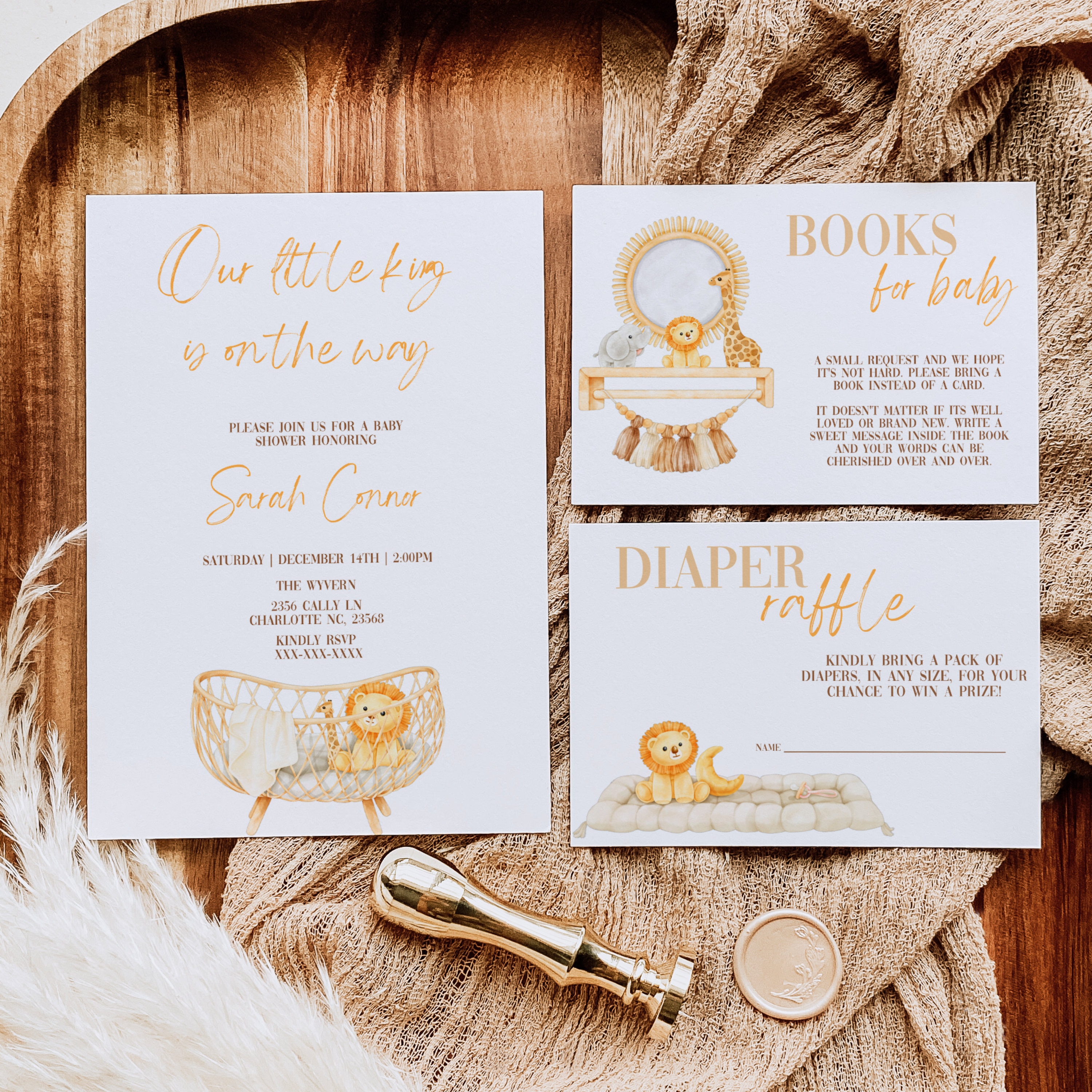 Lion Baby Shower Invitation, Boy Lion Baby Shower Invite, Safari Lion ...
