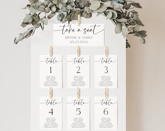 Plantilla minimalista de tarjeta de plano de asientos para bodas, tarjetas modernas de plano de asientos para bodas, tarjetas sencillas de plano de asientos para bodas, plano de asientos para bodas