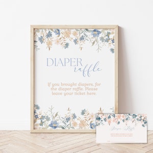 Diaper Raffle Sign Baby in Bloom Baby Shower, Spring Flowers Baby Shower Diaper Ticket Sign, Wildflower Baby Shower Decoration, Baby Shower