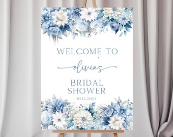 Letrero de bienvenida para despedida de soltera "Something Blue Before I Do", Letrero de bienvenida azul empolvado para despedida de soltera, Letrero de bienvenida para despedida de soltera victoriana, Letrero de bienvenida para boda