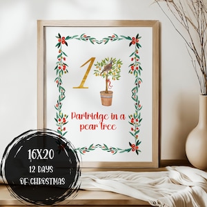 12 Days of Christmas Signs, Twelve Days of Christmas Signs, 12 Days of Christmas, 12 Days of Christmas Printable Signs