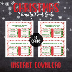 Christmas Friendly Feud Game, Printable Christmas Game, Christmas Party Game, Christmas Game Adults Family,, Christmas Trivia