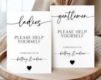 Wedding Bathroom Sign Template, Bathroom Basket Sign, Editable Printable Restroom Sign, Modern Minimalist Wedding Decor