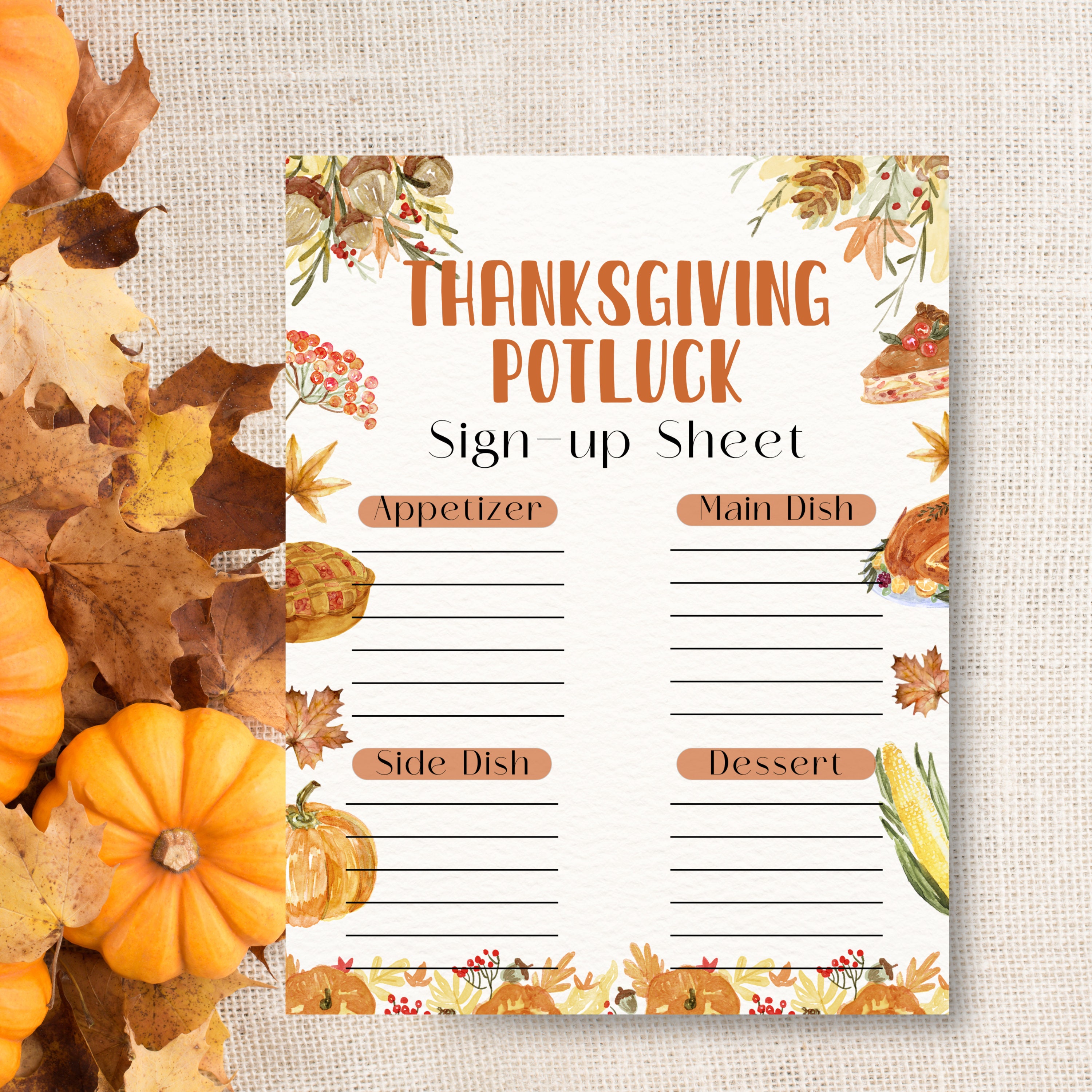 thanksgiving potluck sign up sheet, thanksgiving menu, potluck