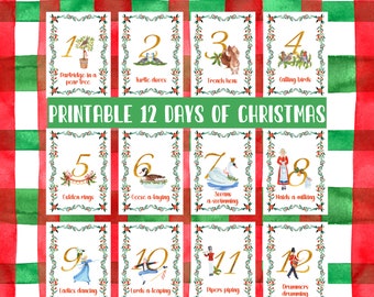 12 Days of Christmas Cards, Twelve Days of Christmas Tags, 12 Days of Christmas, 12 Days of Christmas Printable Gift Tags, Gifts Tags