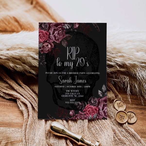 Death to My 20s Invitation, Gothic 30th Birthday Invitation, Editable