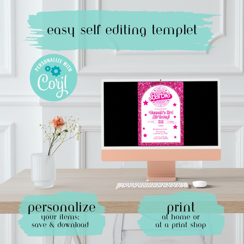 Editable Barbi Invitation, Pink Doll Birthday Party, Barbe Party, Barbi Invite Digital Invite, Printable Template image 8