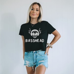 Bass Head Cropped Tee, EDM Shirts, Music Festival Outfits, Drum and Bass, Rave Wear, Junglist Clothes, Rave Outfit Women, Dubstep Shirt
