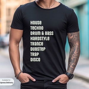 EDM Genre T-shirt, Rave Shirt Men, Electronic Dance Music, DJ Shirts, House Music Fan, Festival Outfit, Unisex edm tee, Rave Wear, Dance Top