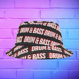 Drum & Bass Bucket Hat, Rave Wear, Drum N Bass Music, DnB Cap, Mens Riddim, Dubstep Festival, EDM Techno Clothing Outfit, Old School Raver