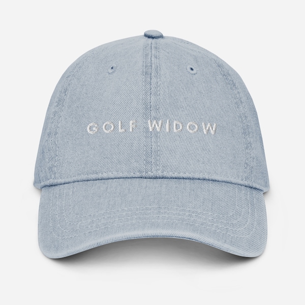 Embroidered Denim Golf Wife Hat, Cute Golf Hat, Classic Golf Hat for Her, Birthday Gift for Her, Gift for Golf Widow, Gift for Mom