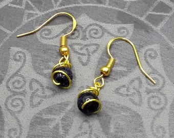 Gemstone earrings 6 mm blue river in gold or silver - mystical elegance