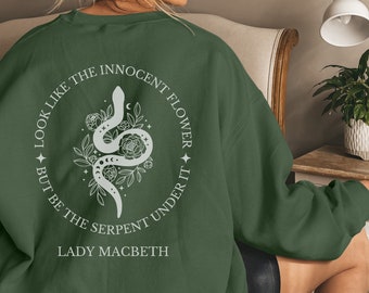 Lady Macbeth Sweatshirt: Serpent & Flower Graphic, Shakespeare Gift