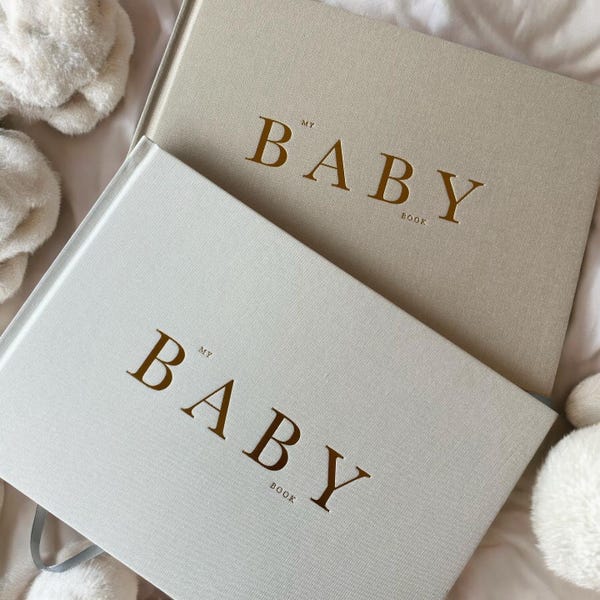 Luxury Linen Baby Memory Book, Keepsake Photo Journal, My Baby Book by Mina Mae, Luxury Baby Gift, Baby Journal, Baby Keepsake, Baby Book