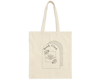 Book Club Blumen-Design Baumwollsegeltuch-Einkaufstasche