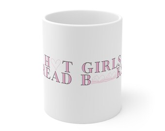 Taza de café rosa con diseño de chicas guapas leyendo libros / Regalo para amantes de los libros