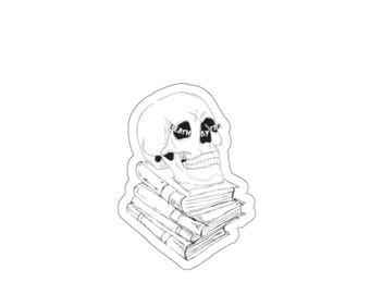 Pegatina "Muerte por pila de libros pendientes" / Regalo para amantes de los libros