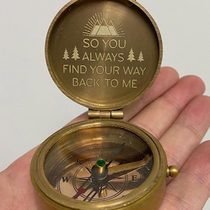 Personalized Brass Compass,Christmas Gift,Engraved Compass,Personalized Gift For Him,Anniversary Gift For Boyfriend,Birthday,Her Travel Gift