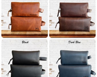 Groomsmen Gifts For Him Anniversary Gifts For Men Leather Toiletry Bag Birthday Gift For Dad Wedding Gift Personalized Leather Dopp Kit Bag