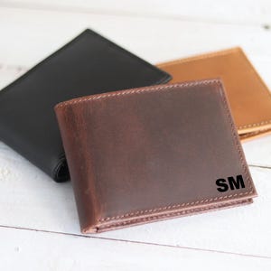 Cartera personalizada para hombre, regalo de Navidad para él, cartera de cuero para novio, padre, cartera grabada, cartera delgada plegable, regalos para padrinos de boda