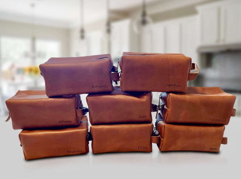 Personalized Leather Dopp Kit Groomsmen Gift for Him Third Anniversary