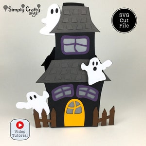 Haunted House Favor Box SVG. Paper Halloween Haunted House SVG Cutting File for Cricut or Silhouette. DIY Haunted Ghost House.