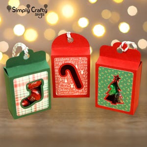 Christmas Tag Box Set SVG File. DIY Christmas Box Cutting File in 6 Styles. Small Candy Gift Box Templates for Cricut or Silhouette. image 3