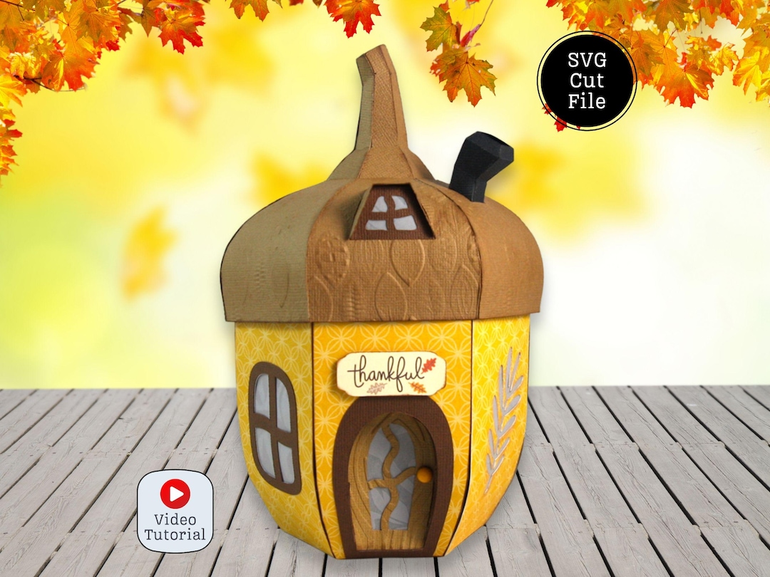 fall pattern - chesed cottage crafts | svg files |... 3D Fall House SVG. 3D Acorn House SVG Cutting File for Cricut or ...