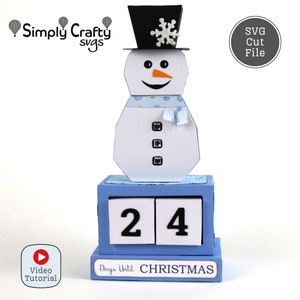 Snowman Christmas Countdown SVG. 3D Christmas Countdown SVG. Christmas Countdown SVG for Cricut or Silhouette.