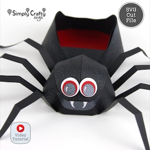 Boîte araignée 3D SVG pour Halloween. Fichier de coupe SVG boîte à bonbons Spider pour Cricut ou Silhouette. Modèle de papier 3D araignée d'Halloween.