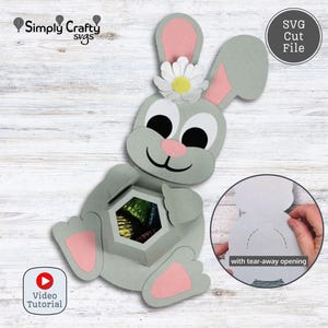 Bunny Belly Treats Box SVG. Easter Bunny Box SVG with Tear-Away Opening to hold candy to use with Cricut or Silhouette.