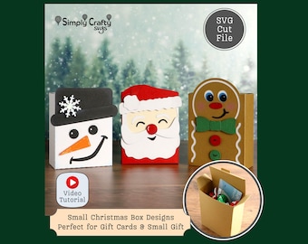 Puede incluir: Tres pequeñas cajas de regalo de Navidad, una con un diseño de muñeco de nieve, otra con un diseño de Papá Noel y otra con un diseño de hombre de jengibre. Las cajas son perfectas para tarjetas de regalo o pequeños regalos.