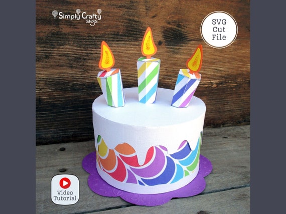 Birthday Cake SVG. 3D Cake SVG Papercraft. Birthday Cake Template. Bday Cake Gift Box, DIY Cake Box. Birthday Candles Box.