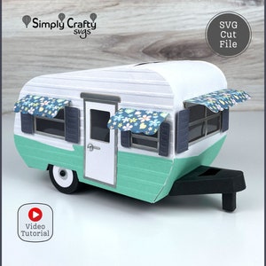 Vintage Camper SVG. Camping Trailer Papercraft. Camper SVG 3D . 3D Camper Papercraft. DIY Trailer Box. Paper Caravan Template.