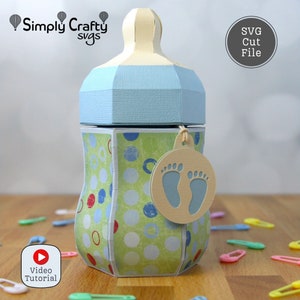 3D-babyflesdoos SVG. 3D-bestand voor babyshowerdoos. DIY-babycadeaudoos. Cricut-idee voor babyshowerdoos.