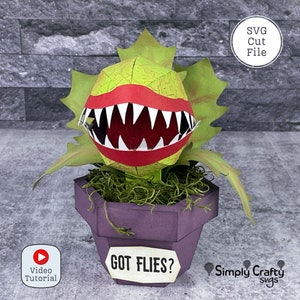 Venus Flytrap SVG File for Halloween. 3D Scary Plant SVG. 3D Halloween papercraft. Scary Halloween SVG. Scary Flower Box.
