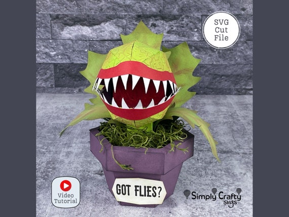 Venus Flytrap SVG File for Halloween. 3D Scary Plant SVG. 3D Halloween papercraft. Scary Halloween SVG. Scary Flower Box.