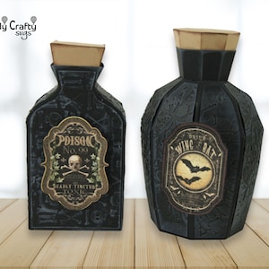 Apothecary Bottle Set SVG. DIY Halloween Bottle. 3D Potion Bottle Papercraft. 3D Paper Halloween Bottle Template for Cricut or Silhouette.